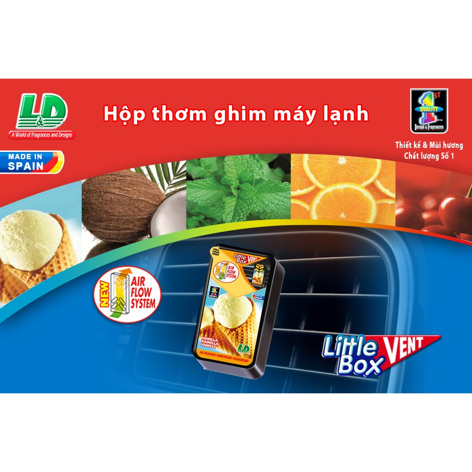 [Mã BMBAU50 giảm 10% đơn 99k] Hộp Thơm Ghim Máy Lạnh L&amp;D Little Box Vanilla 5ml Nhập Khẩu Chính Hãng