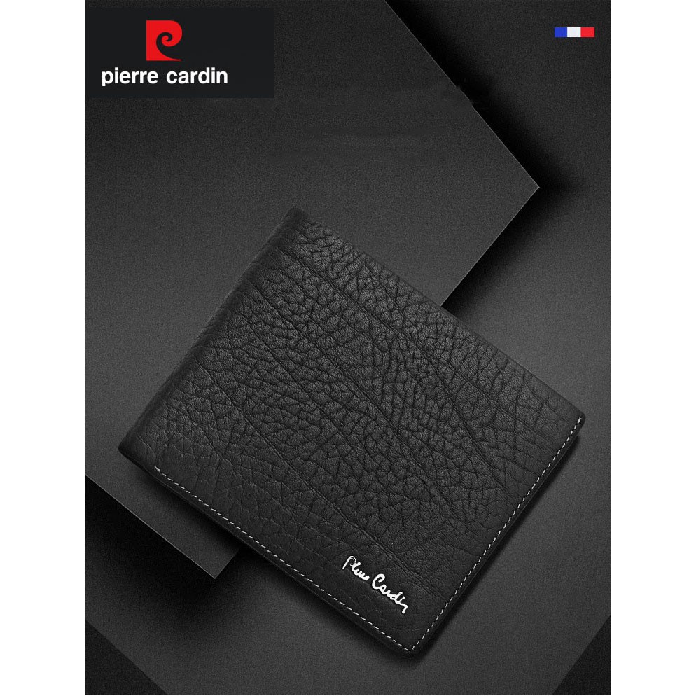Ví da Pierre Cardin chính hãng da bò thật dập nổi ví ngang PCJ2050