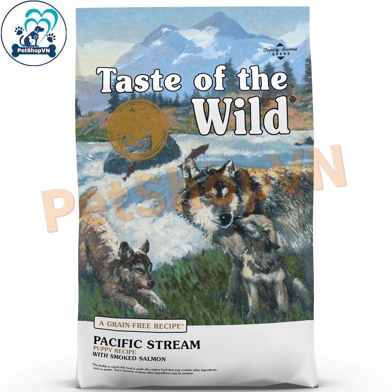 Thức Ăn Cho Chó Con Hạt TASTE OF THE WILD PACIFIC STREAM PUPPY Bao 12Kg Vị Cá Hồi Xông Khói