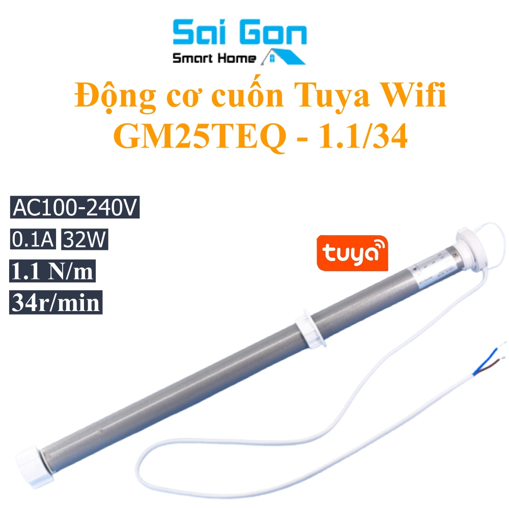 Động Cơ Rèm Thông Minh Tuya Wifi Dùng Cho Rèm Tự Động – Motor Rèm Cuốn GM24TEQ – App Tuya