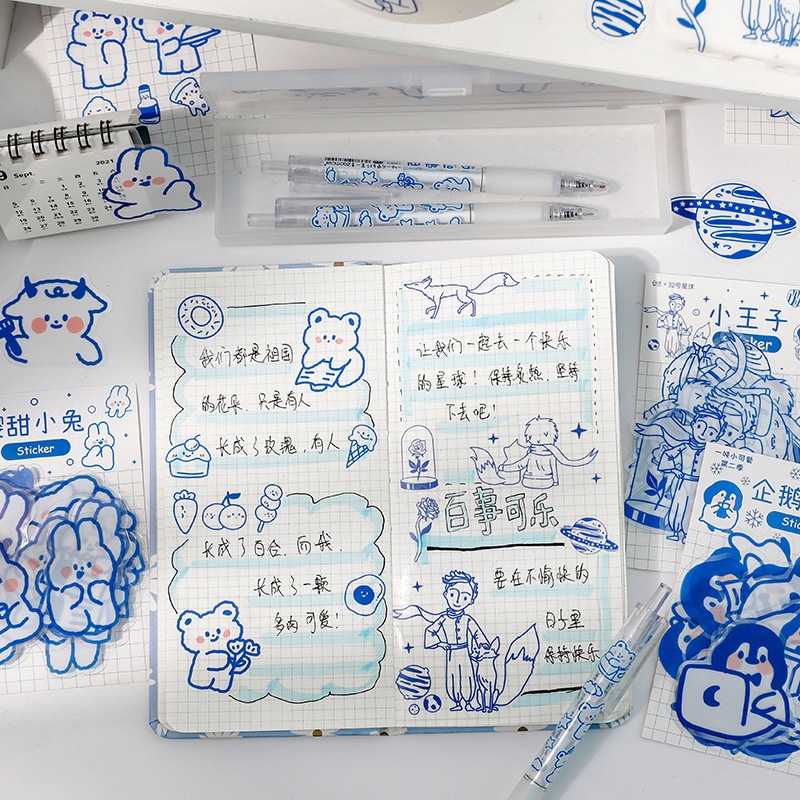 Bộ 40 Miếng Dán Hình Thú Cưng Dễ Thương Dùng Trang Trí Sổ Tay / Va Li / Laptop Diy