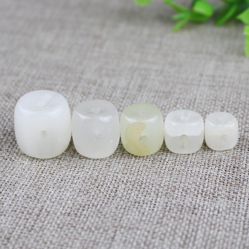 Hạt Đá Ngọc Bích Trắng Hình Đầu Phật Dùng Làm Vòng Tay/Vòng Tay Phong Cách Phật Giáo