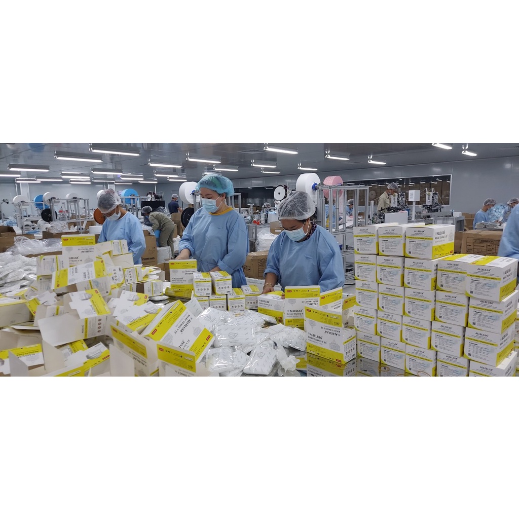 Thùng 12 Hộp Khẩu Trang y tế Công Giáo Alleluia EcomMed 4 Lớp (Hộp 50 cái) Thông Thoáng Không Đau Tai