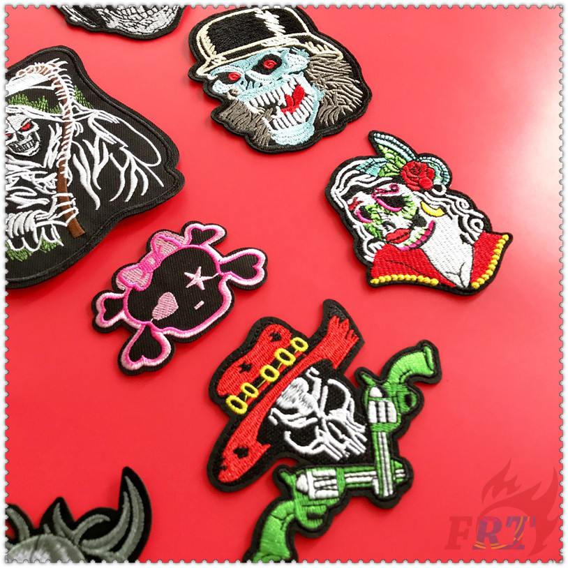 Miếng dán ủi trang trí quần áo thêu họa tiết bộ xương phong cách hiphop DIY