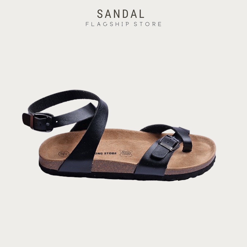 Sandal nữ HuuCuong xỏ ngón cổ cao màu đen - Unisex