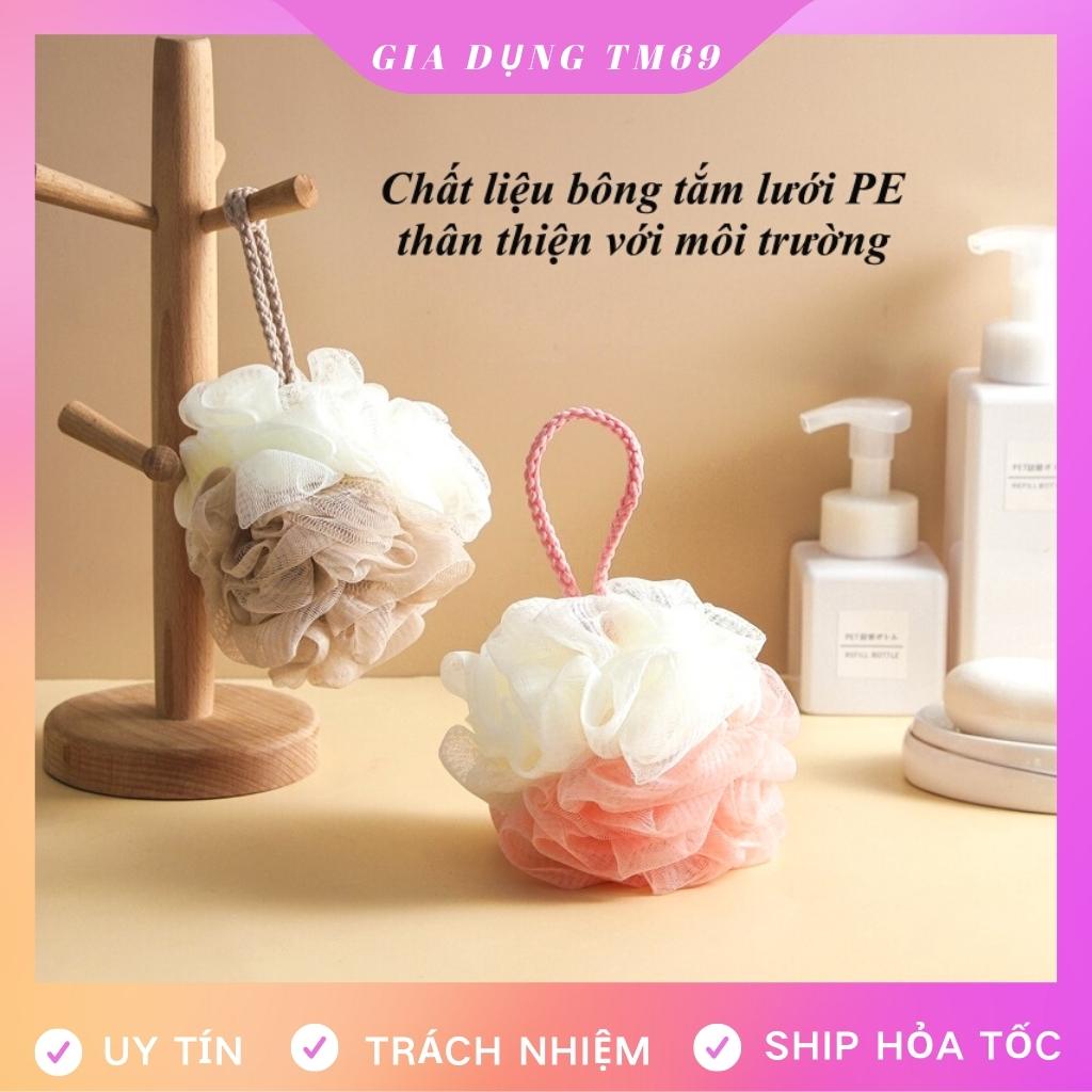 Bông Tắm Tẩy Tế Bào Chết Kì Ghét Tạo Bọt Tròn Dài Chà Lưng Sạch Hiệu Quả Siêu Mềm Có Dây Treo Tiện Lợi