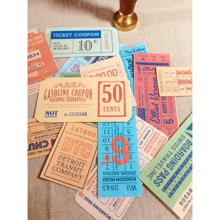 Cala's Corner: Sticker hình vé các loại phong cách vintage retro trang trí sổ journal