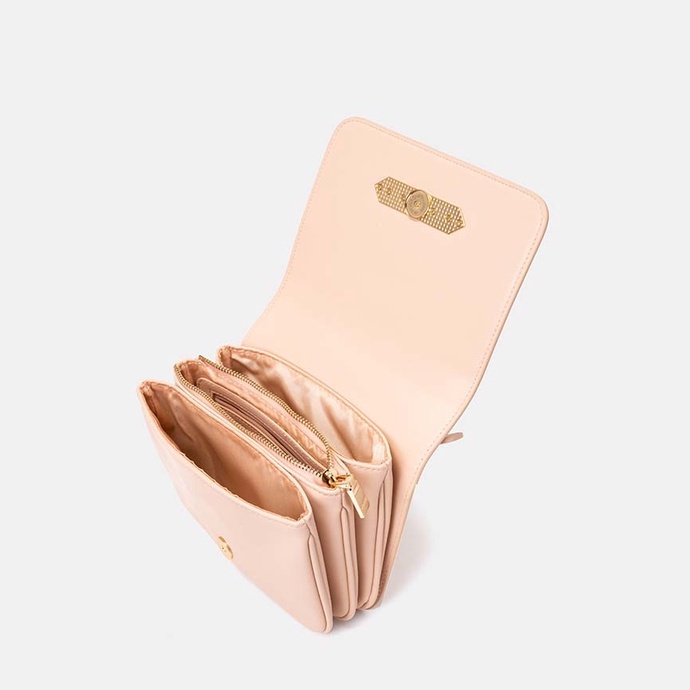 Túi Xách Nhỏ Nữ Thời Trang JUNO Thân Xếp Cạnh Khoá Trang Trí TXN554