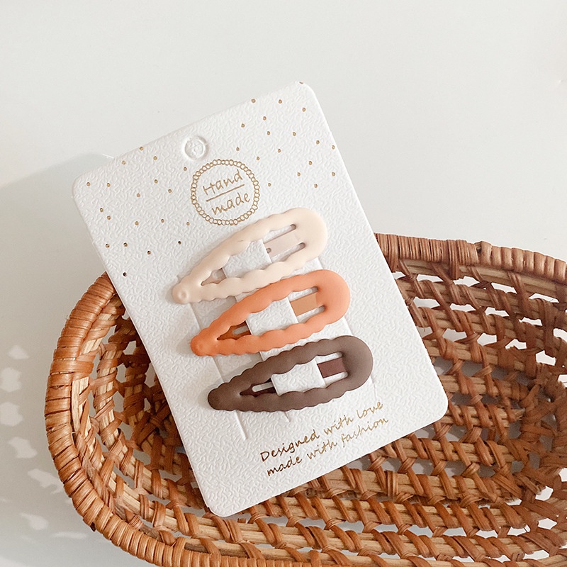 Set 3 Kẹp Tóc Kim Loại Kiểu Dáng Hình Học Đơn Giản Cho Bé Gái