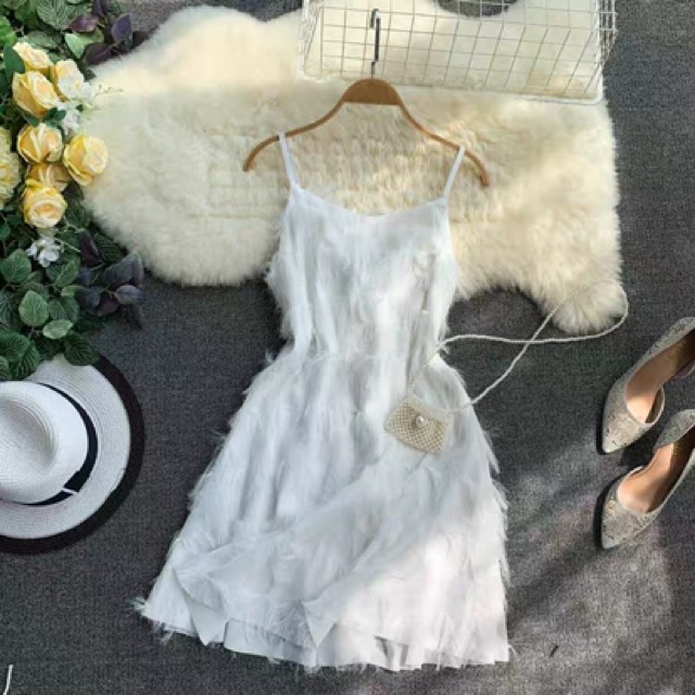 Đầm trắng hai dây thiên sứ Ulzzang tôn da kèm ảnh thật 🌥👑 | BigBuy360 - bigbuy360.vn