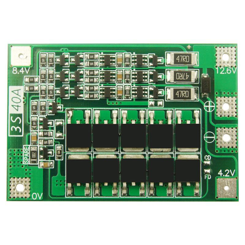 Mô đun bộ sạc pin lithium 3S 40A bảo vệ PCB BMS cho động cơ khoan 12.6V có cân bằng