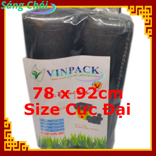 1kg [Size Cực Đại 78 x 92cm Thùng 20L] 1kg Túi Đựng Rác Cuộn Đen Cao Cấp (Túi Rác) - Vinpack