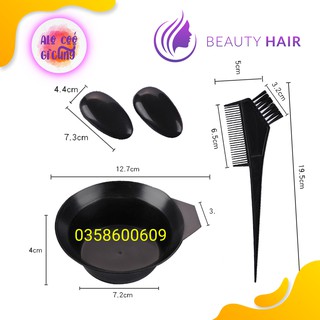 Bộ dụng cụ Bát Nhuộm Tóc 4 món , 1 Lược cọ , 1 bát nhuộm tóc , 2 cái che tai