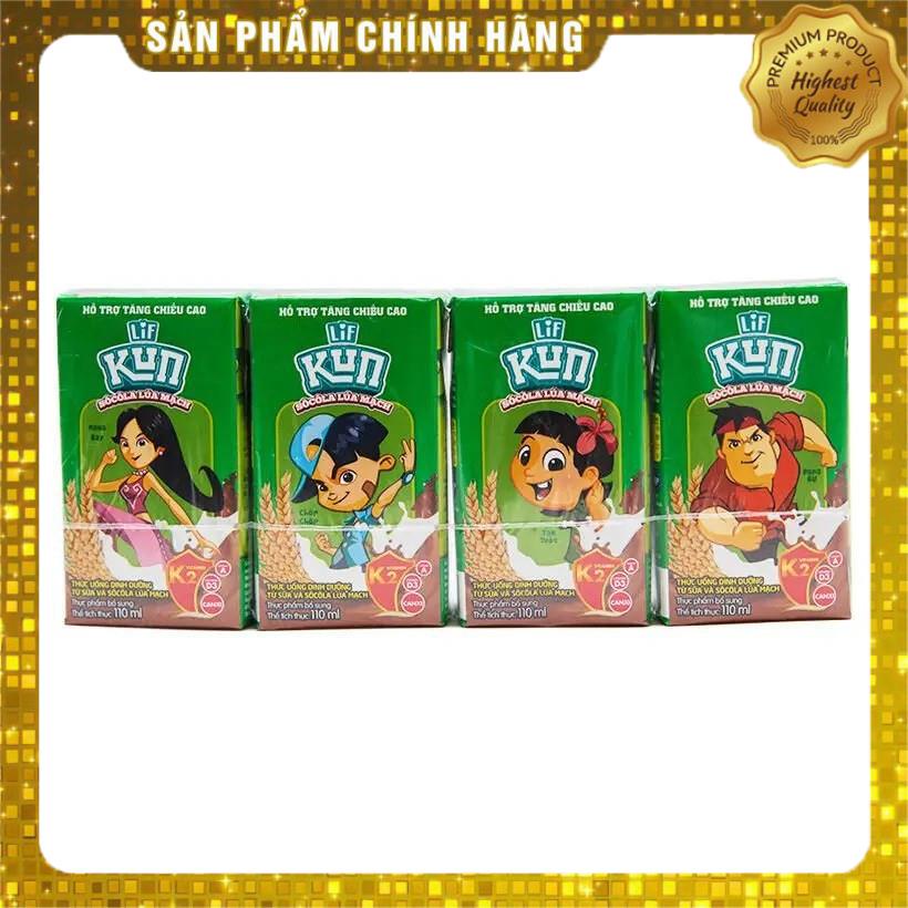Lốc 4 Hộp Sữa Kun Socola Lúa Mạch 110ml