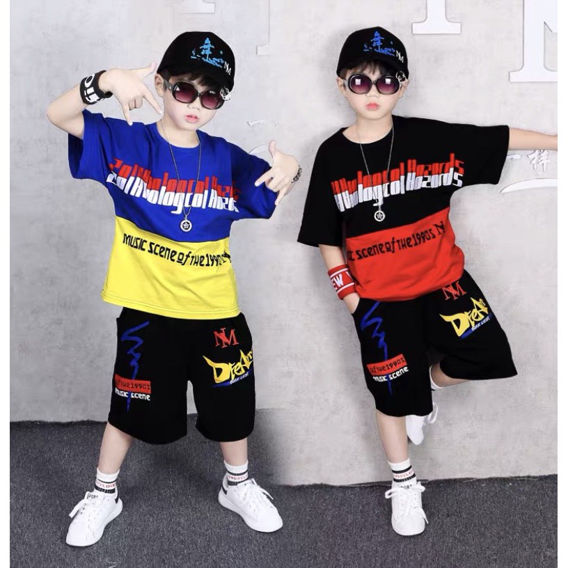 Bộ bé trai phong cách hiphop,chất thun mềm mặc mát