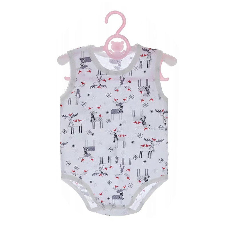 Bộ Áo Liền Quần Cotton Không Tay In Hoạt Hình Dành Cho Bé Sơ Sinh