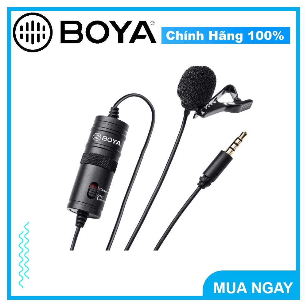 BOYA BY-M1 - Hàng Chính Hãng - Micro thu âm cài áo cổng 3.5mm dành cho Điện thoại và Máy ảnh