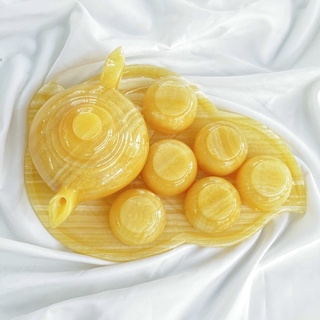Bộ ấm trà bằng đá hoàng long - đá ngọc 0nyx