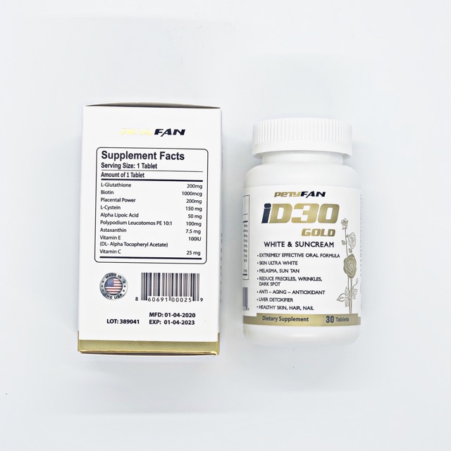 Viên uống trắng da chống nắng iD30 Petyfan Gold | BigBuy360 - bigbuy360.vn