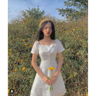 [CÓ SẴN] VÁY TRẮNG HOA CÚC