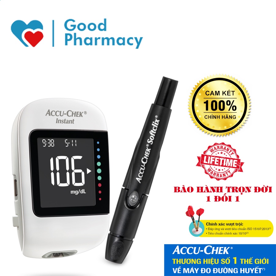 Bộ máy đo đường huyết Accu-Chek Instant (Gồm 1 máy đo + 1 bút lấy máu Softclix kèm 10 kim)