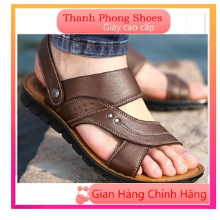 Giày dép nam dép da nam dép nam da bò dép nam quai hậu