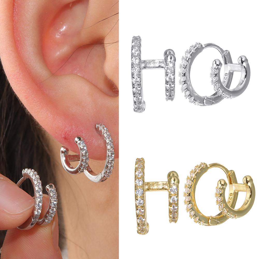 Khuyên Tai Hai Lớp Hình Hoa Hồng|Khuyên Tai Leo Núi Nhiều Màu Sắc Quyến Rũ Cho Nam Và Nữ