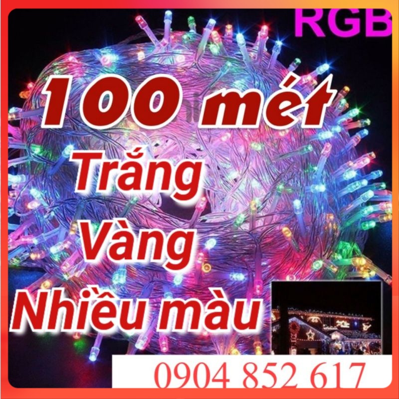 💥Giá đổ Sỉ💥 Dây đèn LED trang trí nháy chớp 50m / 100m / 20m , trắng, vàng, nhiều màu lắp cây