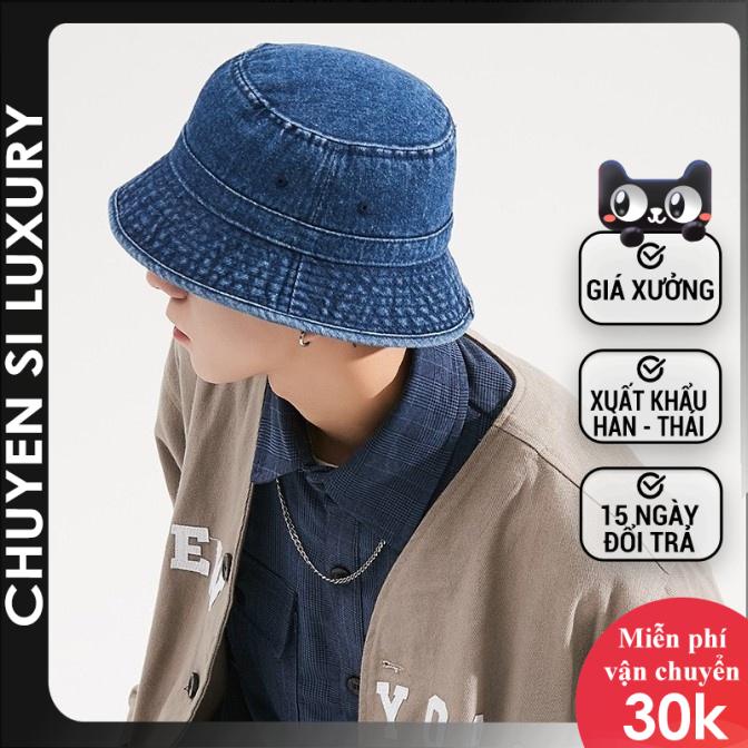 Mũ bucket vành cụp tai bèo trơn denim cao cấp form unisex nam nữ