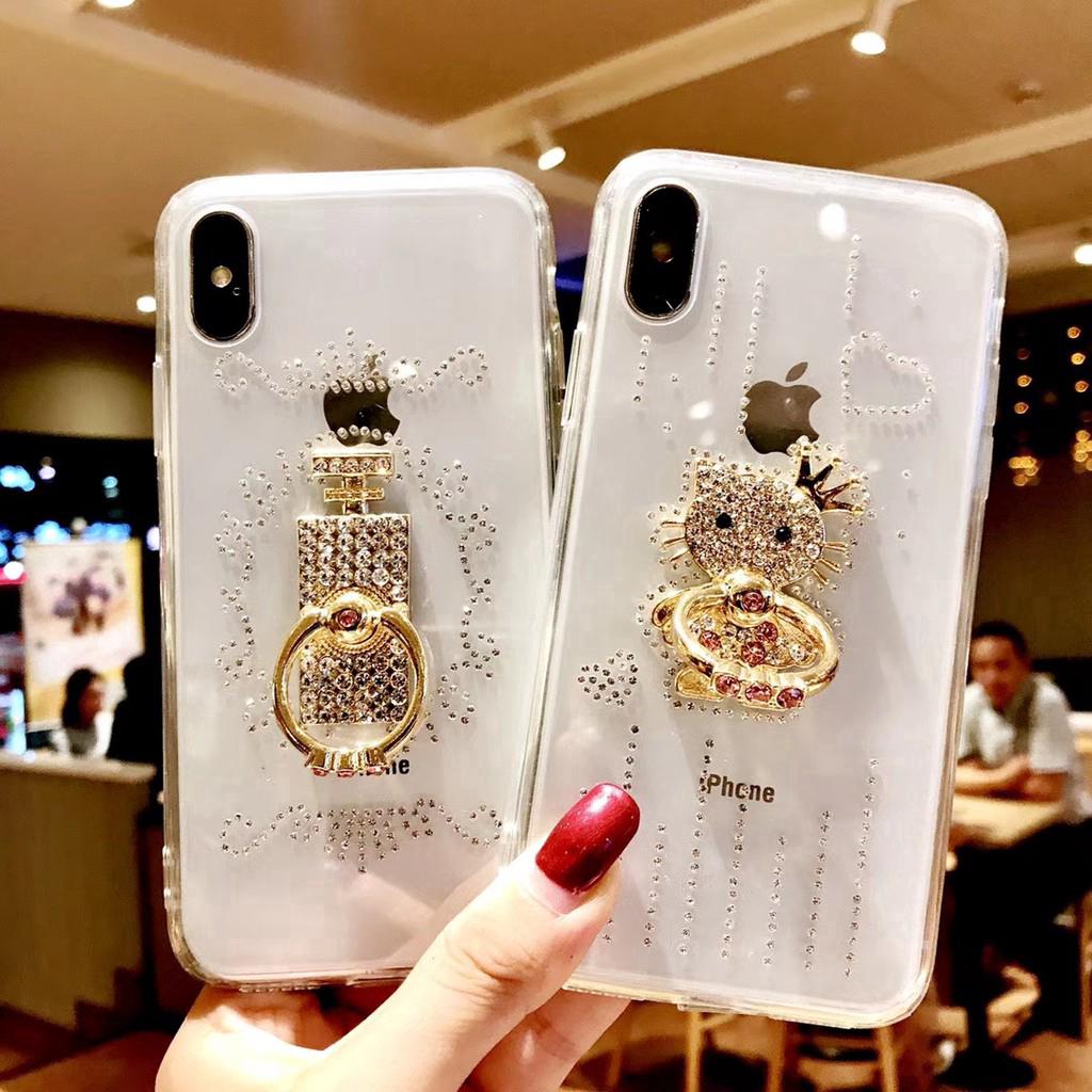 Ốp điện thoại mềm đính đá có khuyên xỏ ngón tay cho IPhone XS IPhone XS Max