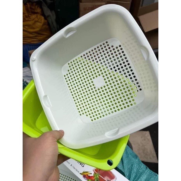 Bộ thau rổ nhựa vuông ECOCO 6 món VIỆT NHẬT dày đẹp