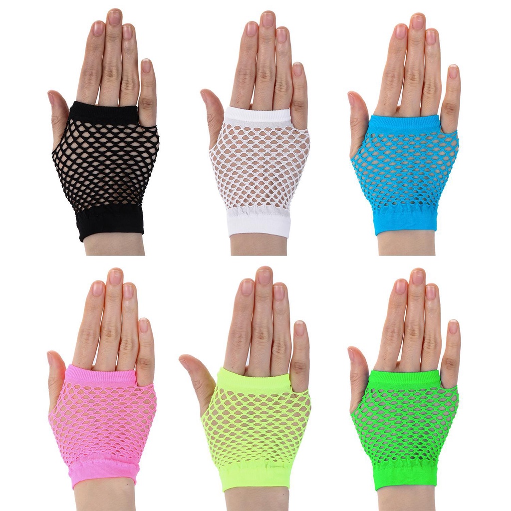 Găng Tay Lưới Hở Ngón Màu Đen Bằng Nylon Dùng Khi Nhảy Múa