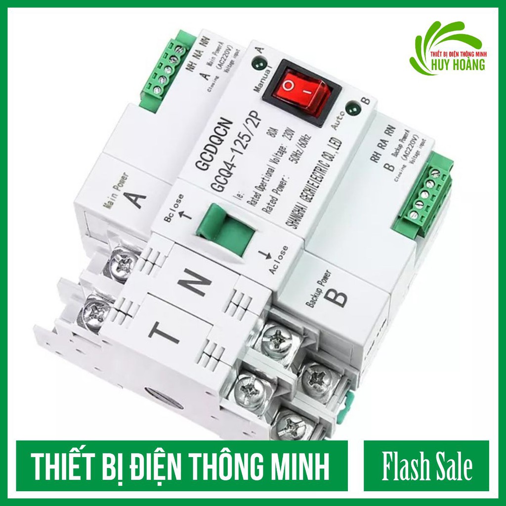 Cầu dao đảo chiều tự động 100A 2P 220V, bộ chuyển nguồn ATS công suất lớn