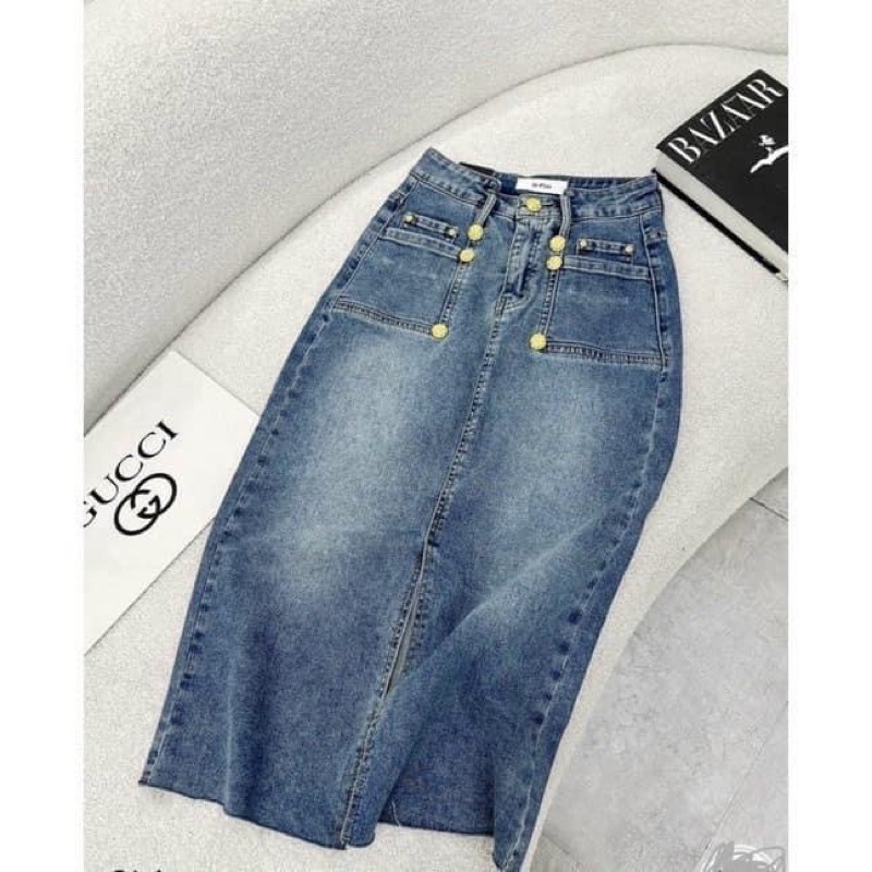Mã 970-CHÂN VÁY JEAN 2 TÚI XẺ