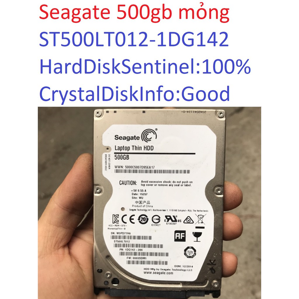 ổ cứng laptop 500gb seagate 2,5" inch hdd 100% good 7mm thin slim mỏng ST500LT012 1DG142,E5300