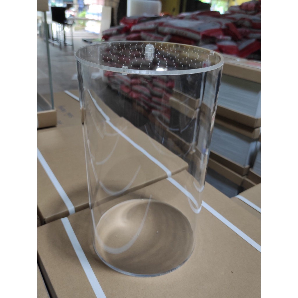 Bể cá mini để bàn trụ tròn Suối Nhỏ  |Terrarium nhựa acrylic siêu trong