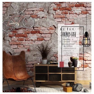 decal 1m giấy dán tường có sẵn keo dán - gạch cũ 3D kèm ảnh thât