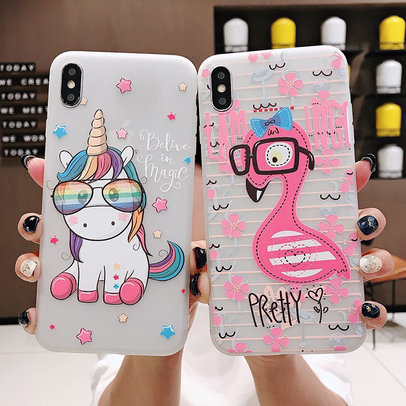 Ốp lưng TPU mềm in hoạt hình 3D đáng yêu cho iPhone X XR XS Max 6 6s 7 8 Plus