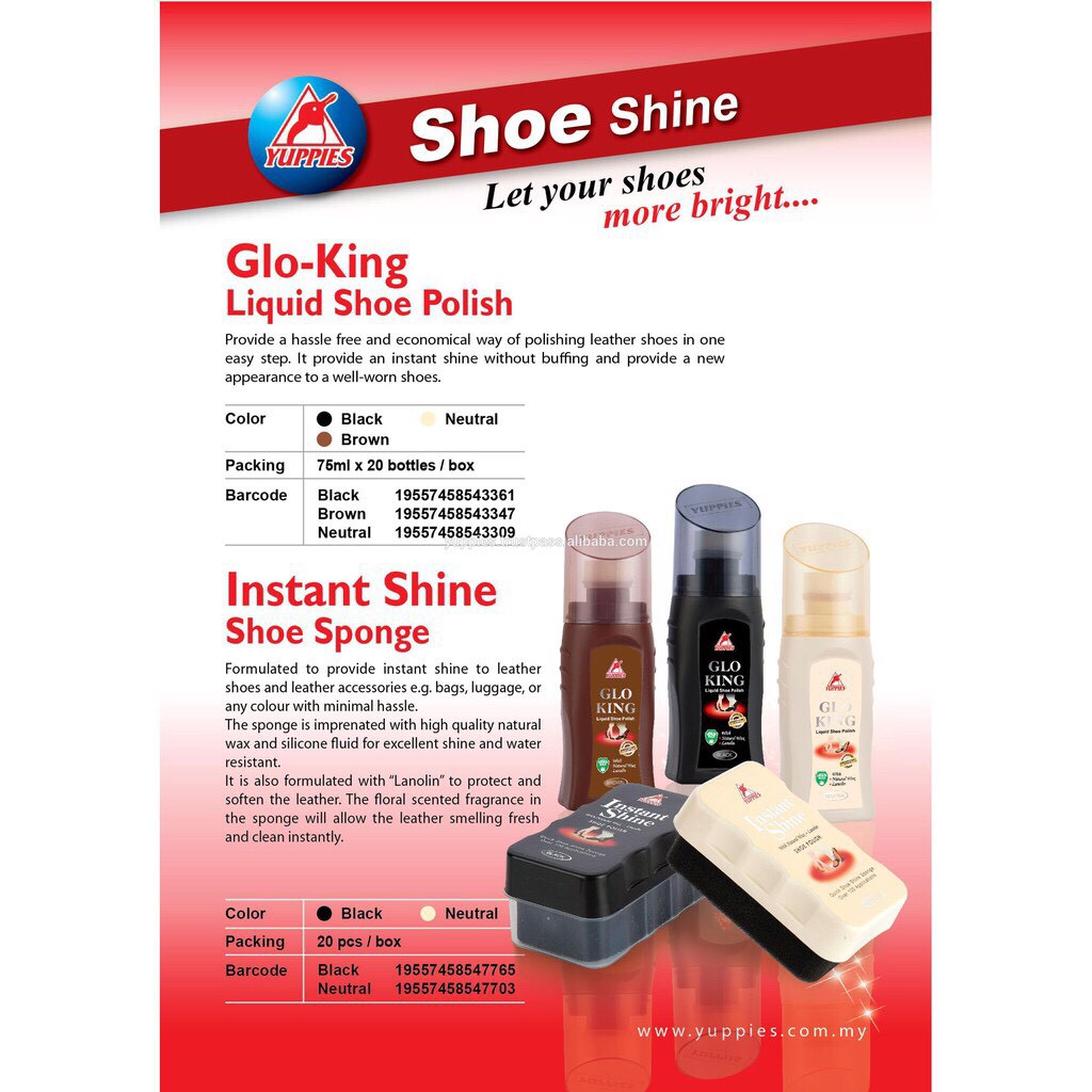 Xi nước đánh giày màu nâu Glo king Malaysia 75ml