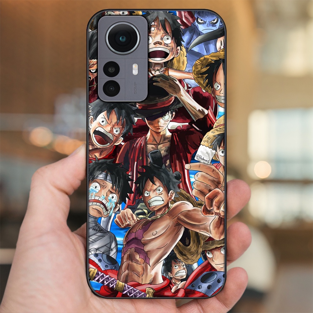 Ốp lưng Xiaomi 12 viền đen in hình Luffy One Piece
