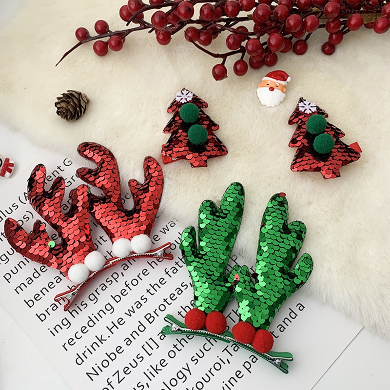 Kẹp tóc kiểu sừng tuần lộc đính kim sa long lanh thời trang