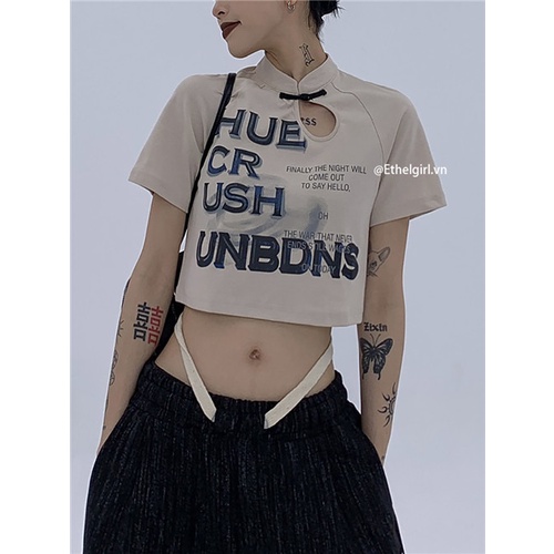 Áo Thun Croptop Nữ Tay Ngắn In Chữ