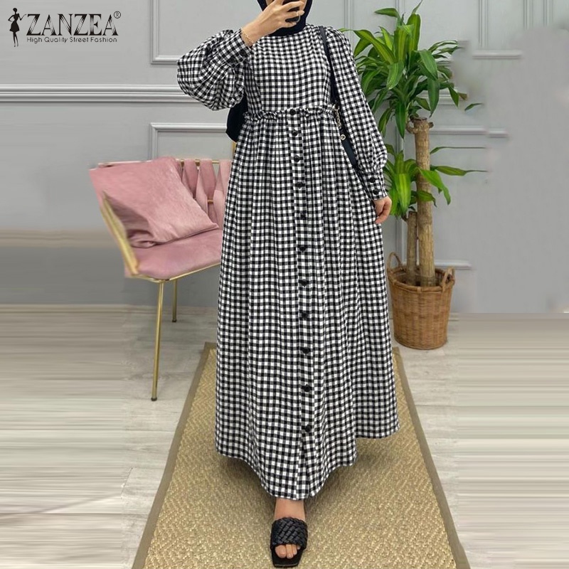 Đầm Maxi Zanzea dài tay in họa tiết độc đáo phong cách Hồi Giáo Retro dành cho nữ