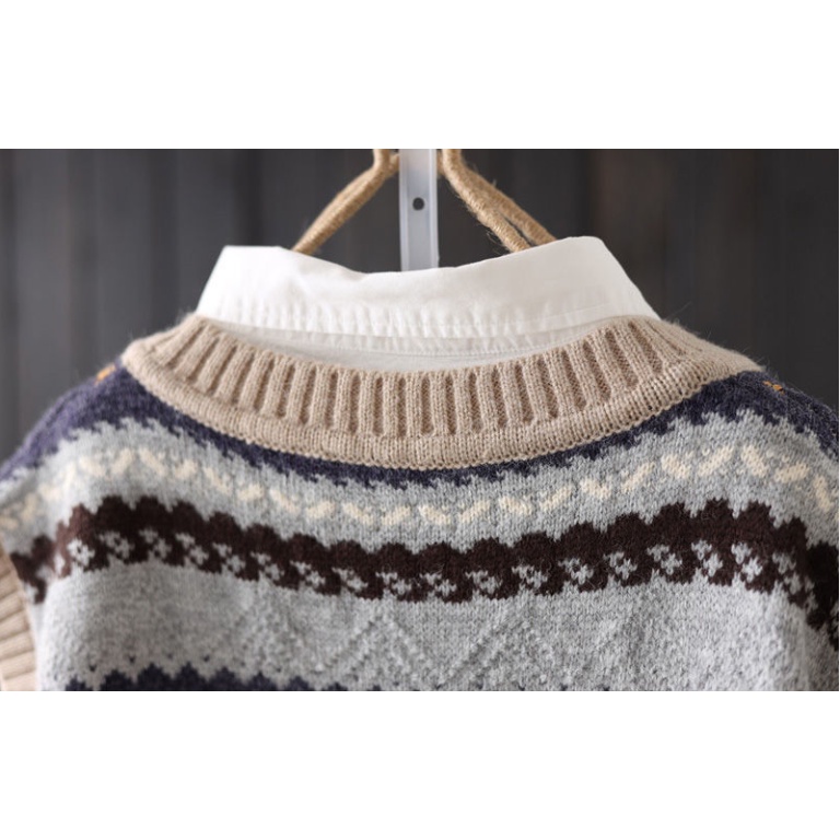 Áo ghi-lê vải len xẻ cổ chữ V dáng rộng thời trang cho phái nữ | BigBuy360 - bigbuy360.vn