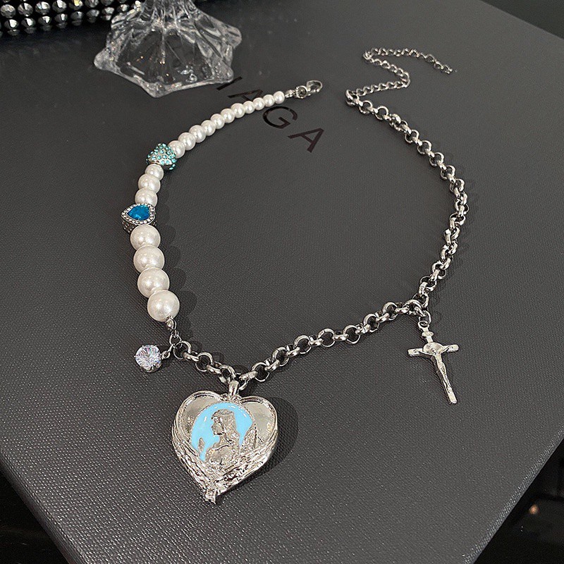 Dây chuyền mặt hình trái tim đính ngọc trai sang trọng cho nữ 191065