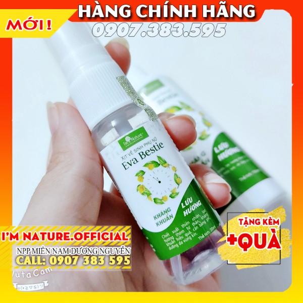 Set Mini/ Dung Dịch Vệ Sinh Phụ Nữ Trầu Không I'm Nature &amp; Xịt Khử Mùi Vùng Kín Eva Bestie