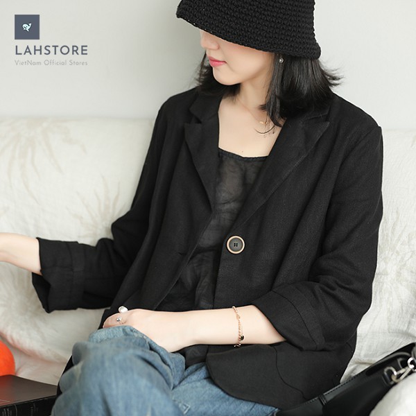 Áo vest Blazer Linen nữ 1 lớp LAHSTORE, chất vải linen mềm mại, thời trang thu đông. Phong cách Hàn Quốc