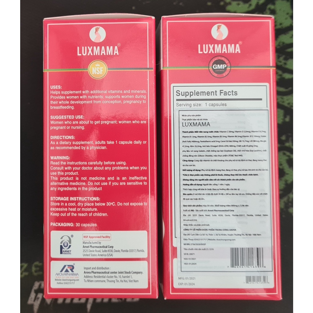Premium Luxmama (Hộp 30 viên) của Mỹ - Cung cấp vitamin và khoáng chất cho phụ nữ có thai và đang cho con bú