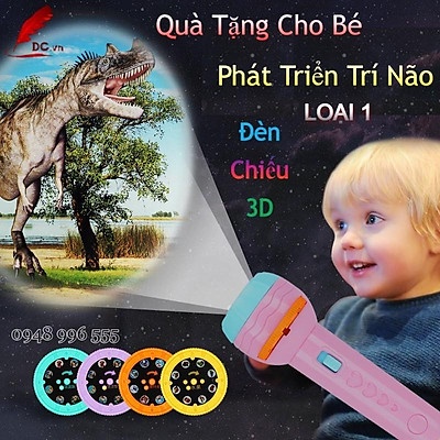 Đèn pin chiếu hình 3d cho bé. Với 24 hình nhiều chủ đề  dễ sử dụng, ảnh sắc nét - Soleil Home