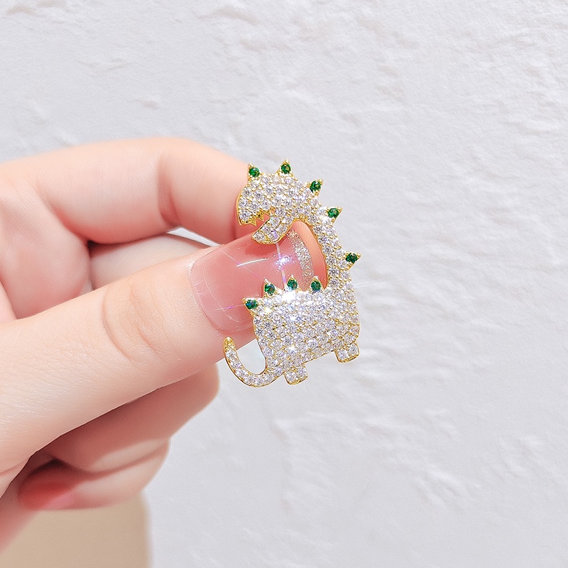Trâm Cài Áo Khoác Blazer Corsage Đính Kim Cương Toàn Diện Hình Khủng Long Nhỏ Dễ Thương Thời